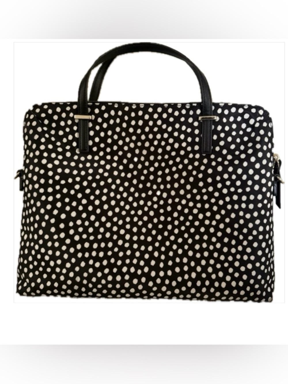 Kate Spade Black and White Polka Dot Nylon Laptop Bag with Detachable Strap - Picture 3 of 15